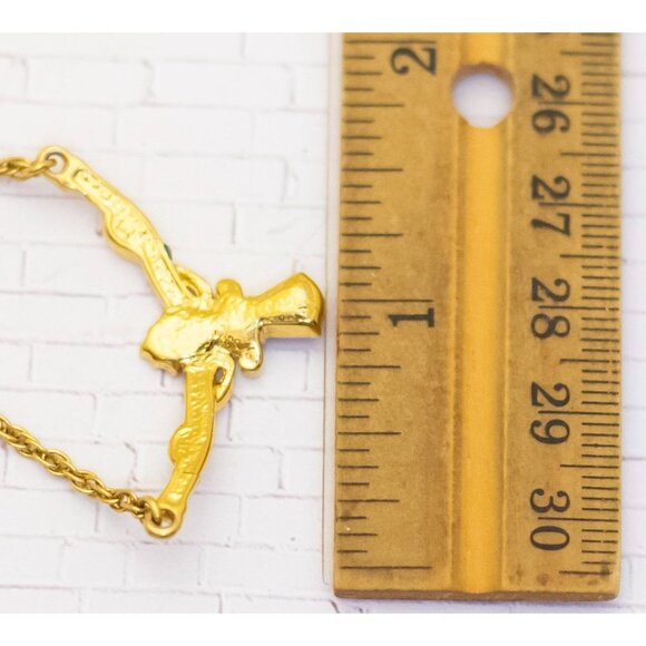 18 inch, Vintage Purple Teardrop Gold Tone Abstract Necklace - V26 - Picture 3 of 3